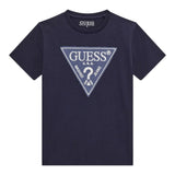 Guess T-Shirt Girocollo Tinta Unita con Stampa per Bambino L5RI14K8HM4 BLU GUESS 