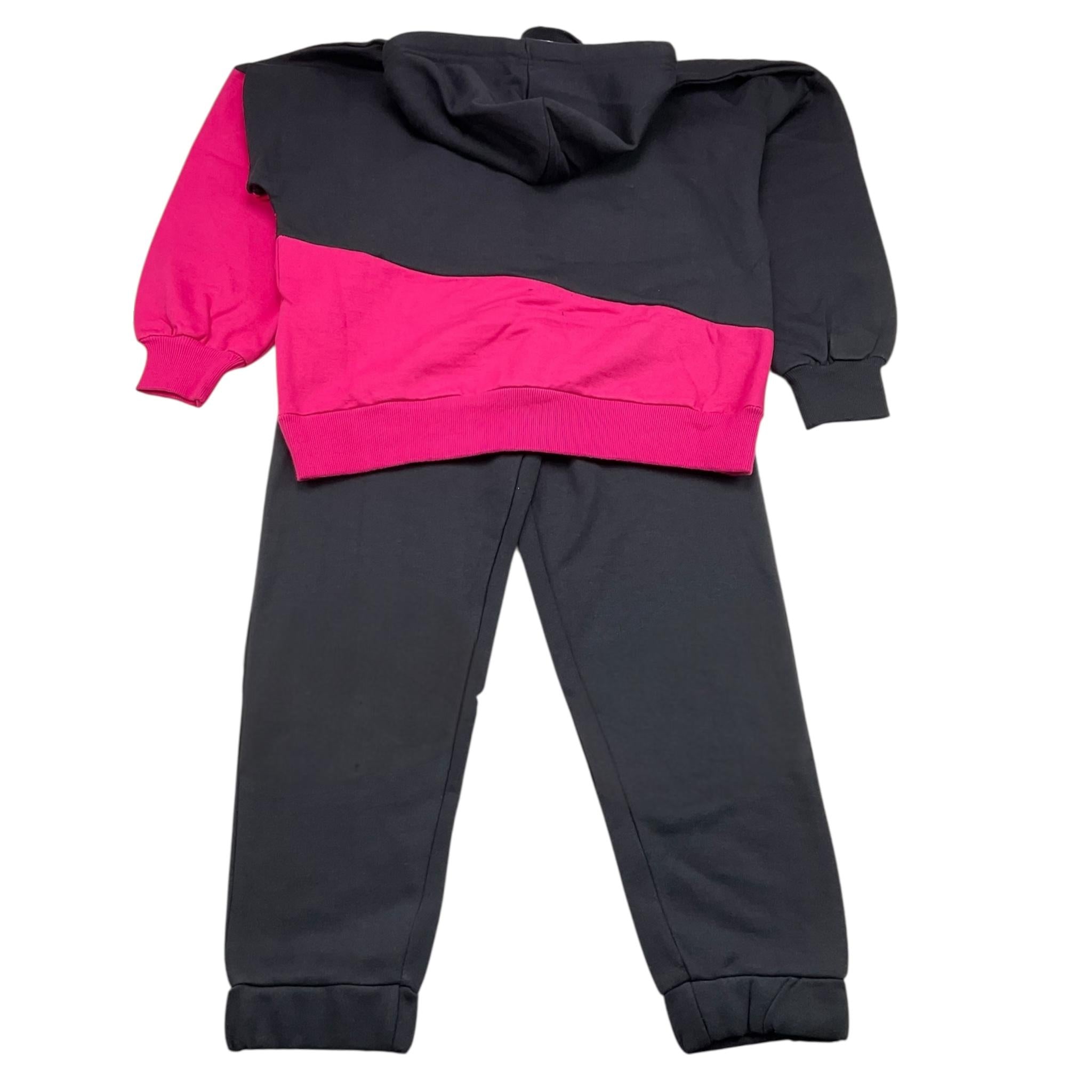 GLSR completo 2 pezzi felpa-pantalone bicolore Nero/fuxia per Bambina FLJCM15975 NERO/FUXIA GLSR 