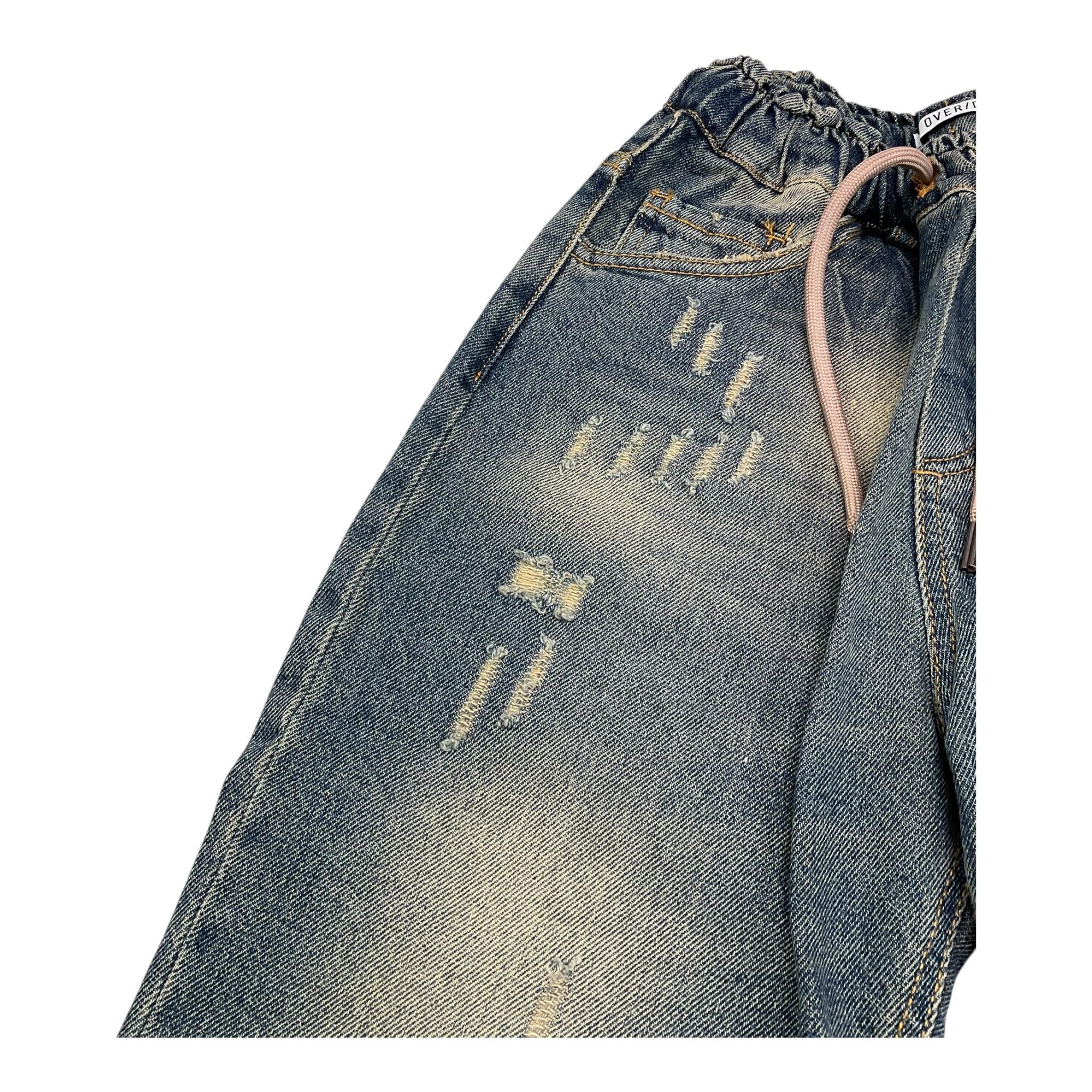 OVER-D jeans tinta unita con elastico in vita Azzurro per Bambino OK1775 AZZURRO OVER-D 