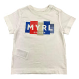 Mayoral Rundhals-T-Shirt einfarbig mit Kontrastdrucken weiß für Neugeborene
