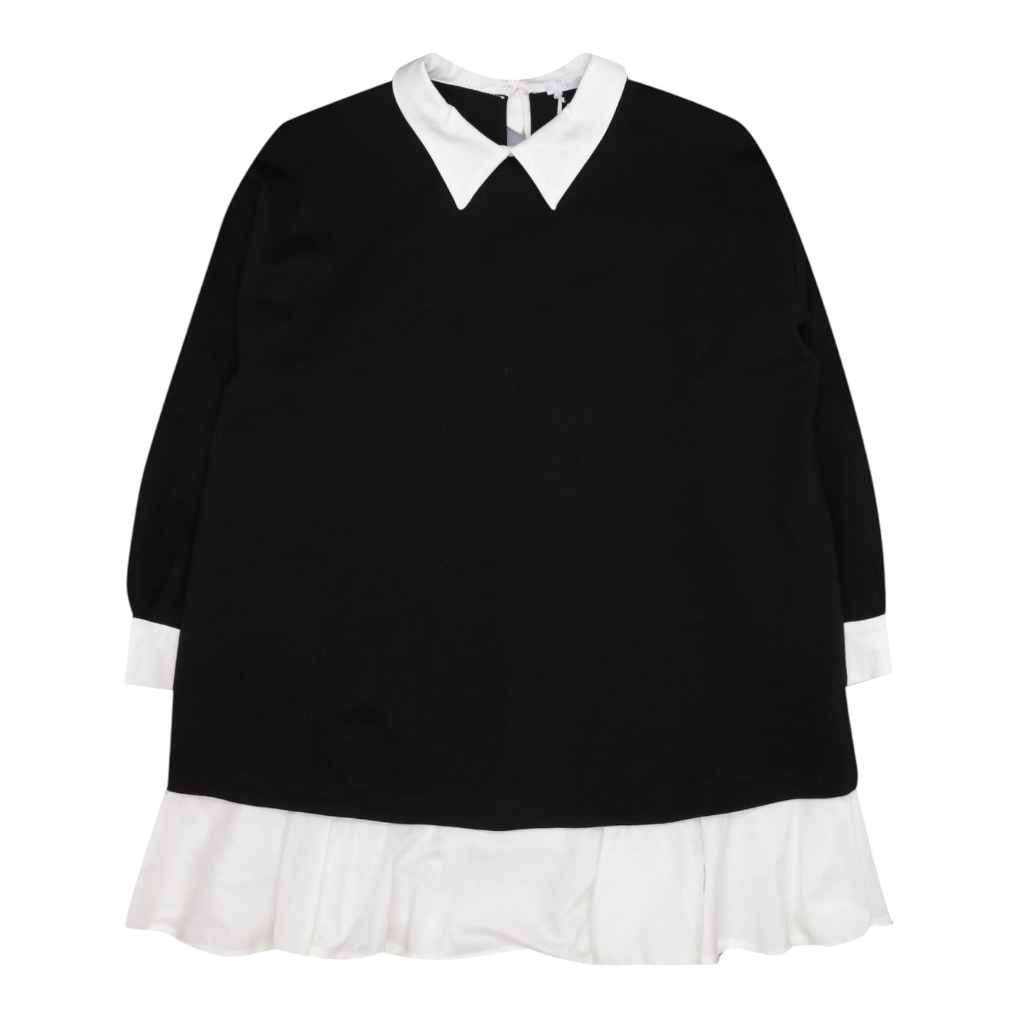 LU LU BY MISS GRANT abito manica lunga tinta unita con colletto in contrasto Nero per Bambina LL3090 NERO LU LU BY MISS GRANT 