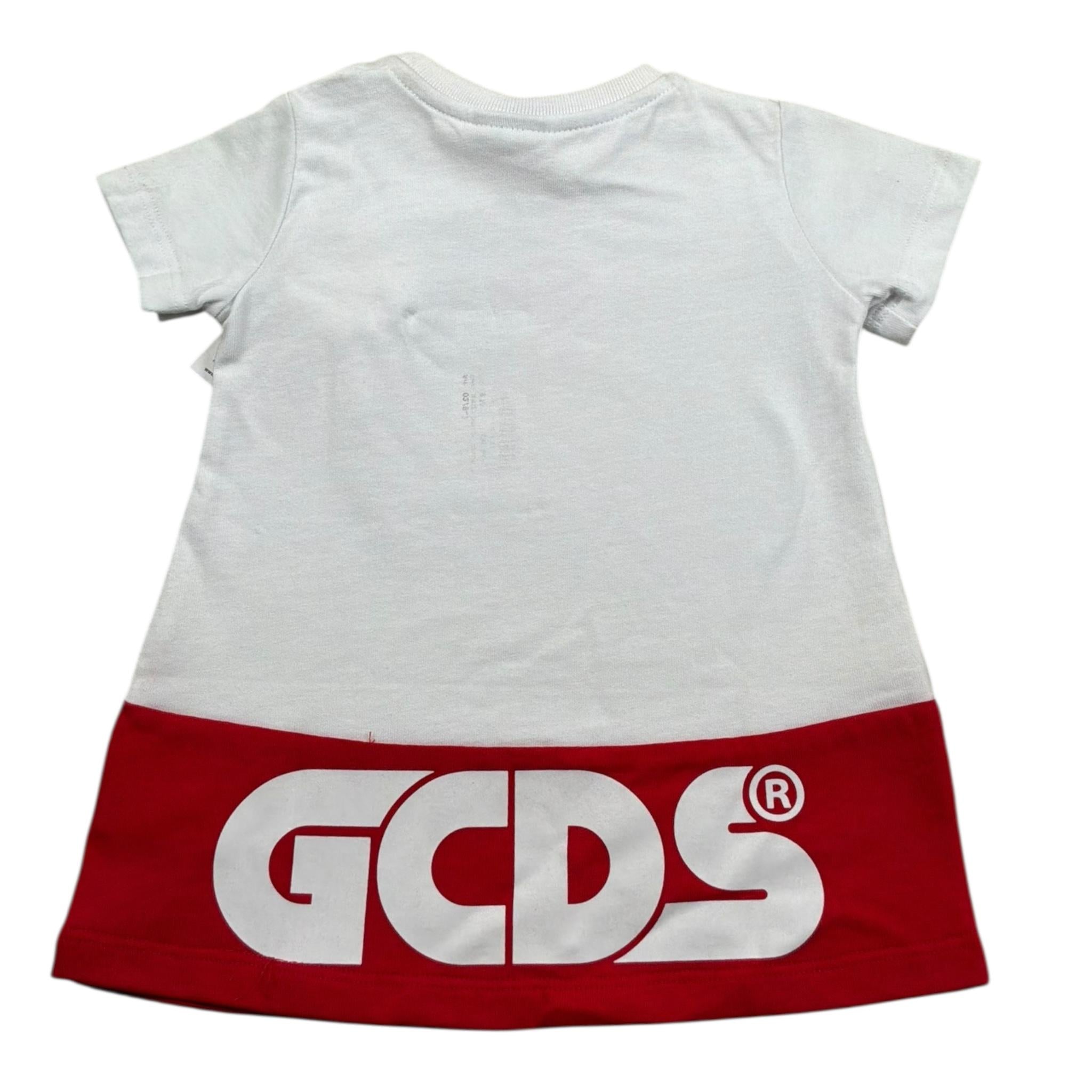 Gcds Abito Mezza Manica Tinta Unita con Logo per Neonata 027947 BIANCO GCDS 
