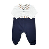 Marlu' Tutina Tinta Unita con Fantasia A Righe per Neonato ES5514 BIANCO MARLU' 