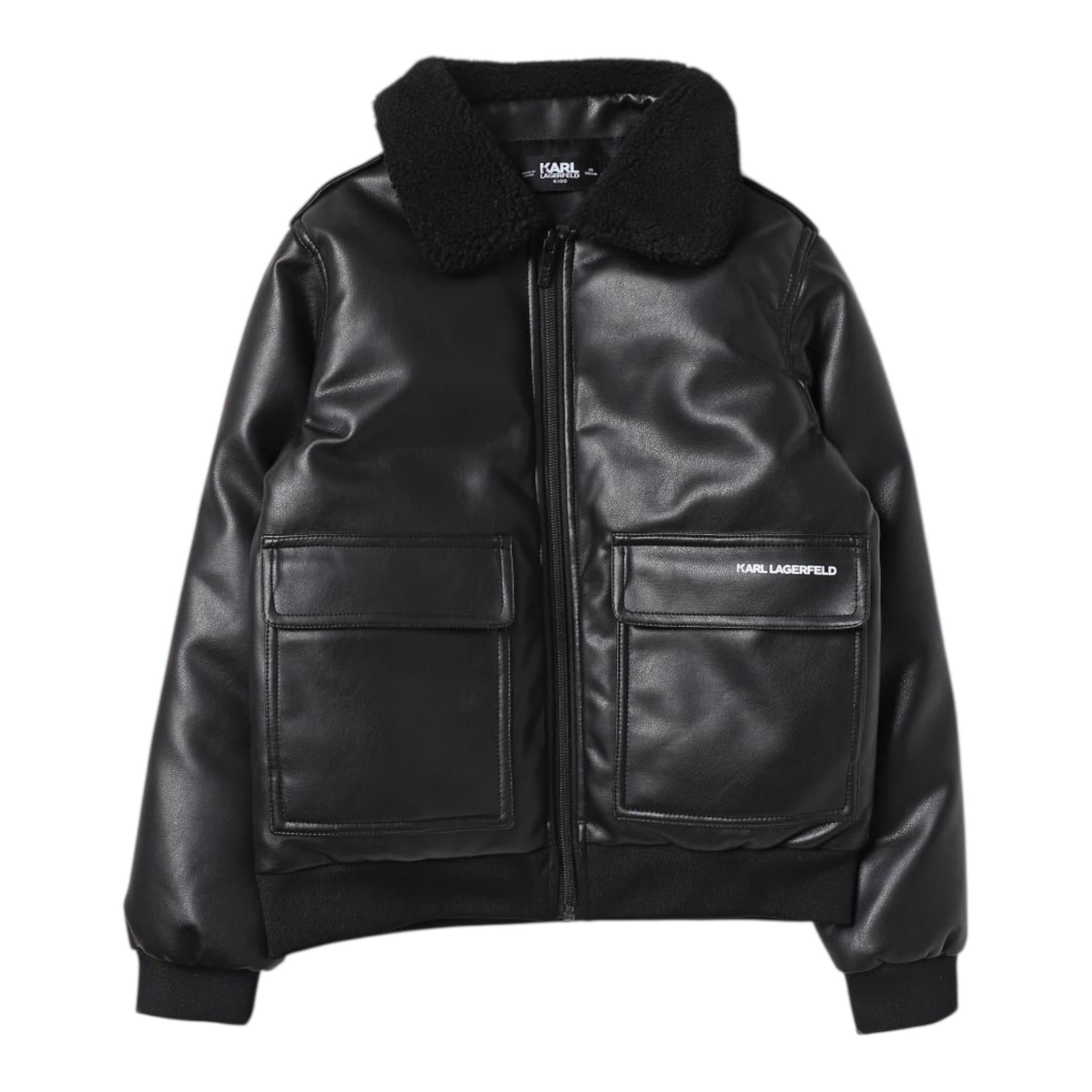 KARL LAGERFELD montone tinta unita in ecopelle Nero per Bambino Z26103 NERO KARL LAGERFELD 