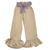 La Stupenderia Schlichte Palazzo-Hose mit kontrastierendem Gürtel in Beige für Mädchen