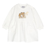 MOSCHINO abito manica lunga tinta unita con stampa in contrasto Bianco per Neonata MDV0BLX BIANCO MOSCHINO 