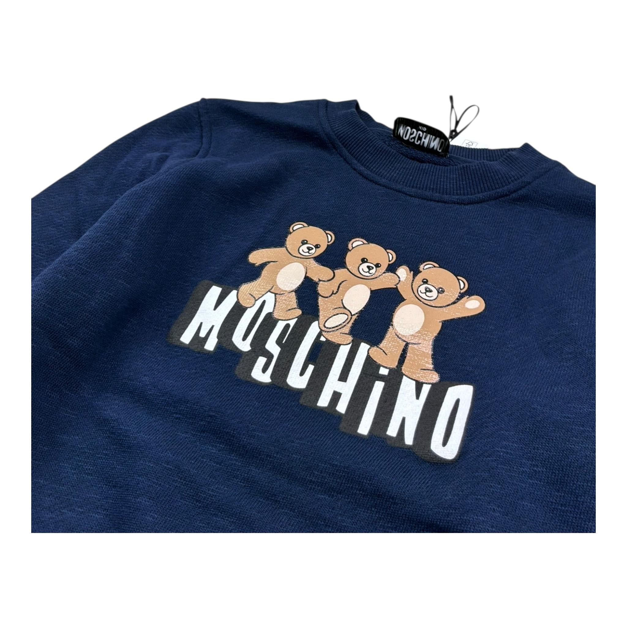 Moschino Felpa Girocollo Tinta Unita con Stampa per Bambino HVF08H BLU MOSCHINO 