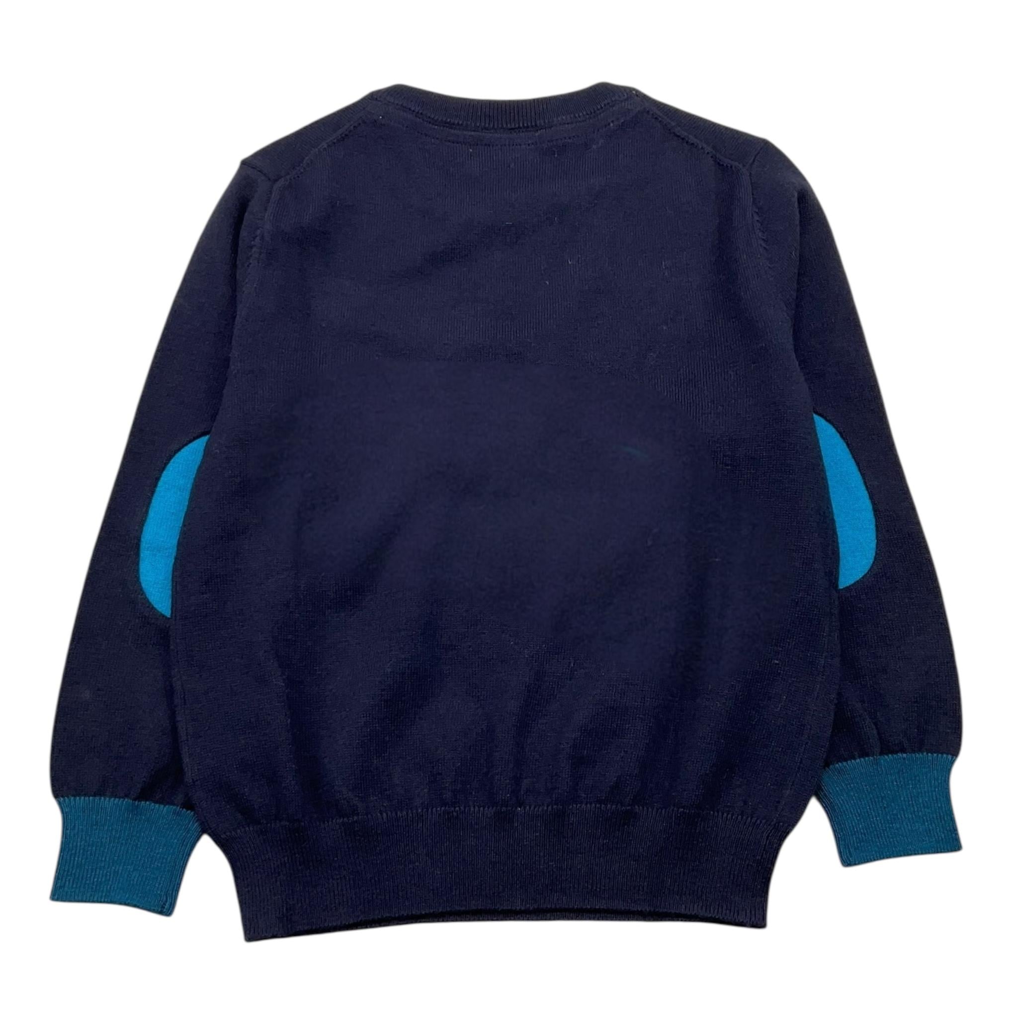 SUN68 maglia girocollo tinta unita con logo e toppe Blu per Bambino K44327 BLU SUN68 