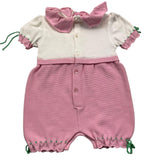 Helle Farben Zweifarbiger Weiß/Rosa Halbarm-Strampler für Baby Mädchen