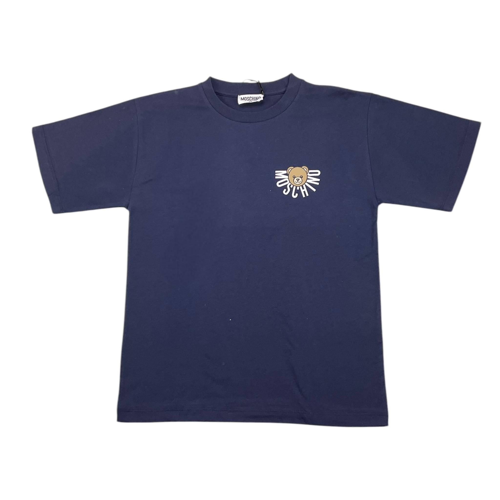 MOSCHINO t-shirt tinta unita girocollo con stampa Blu per Bambino MOM05G BLU MOSCHINO 