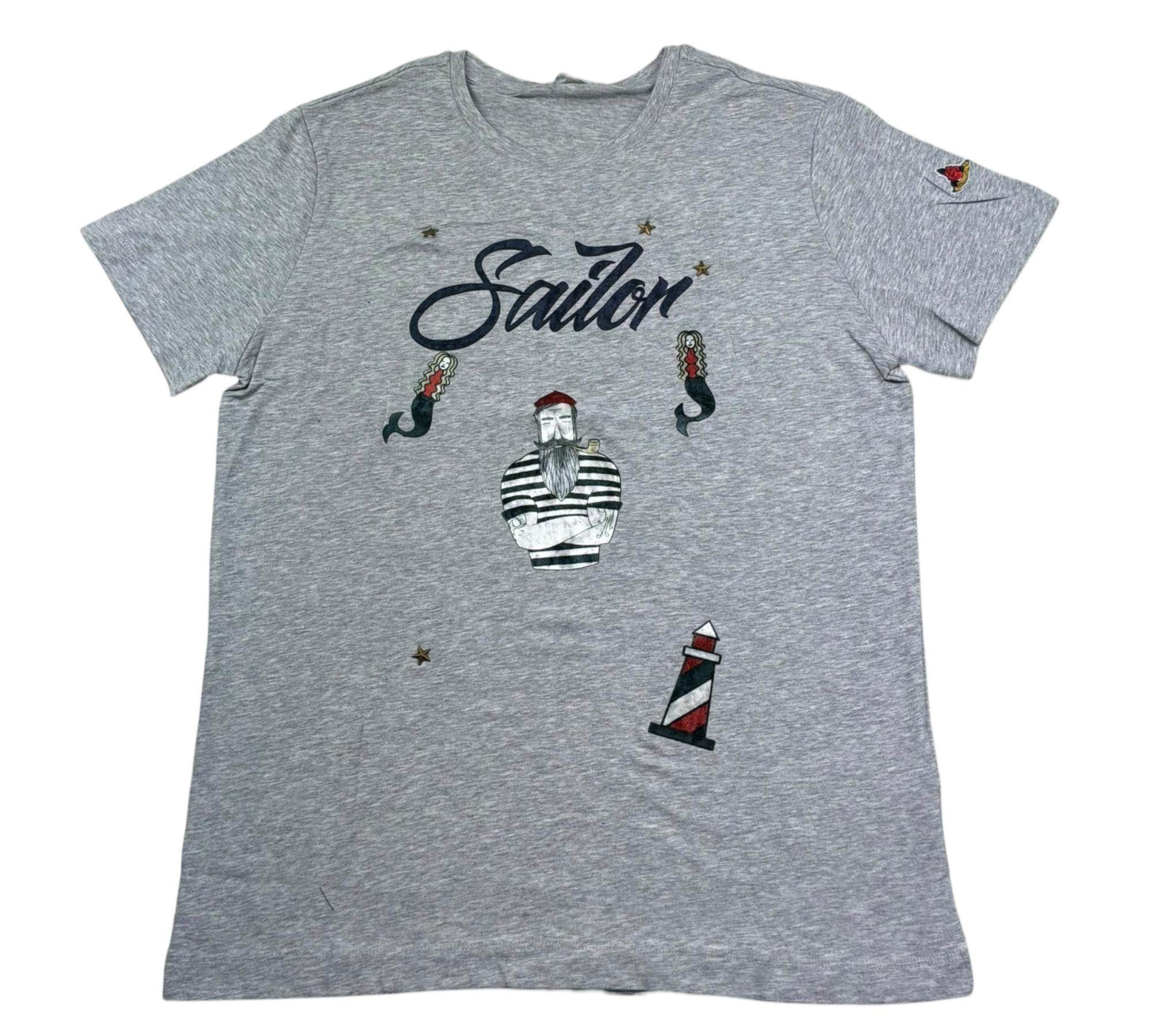 Monnalisa T-Shirt Girocollo Tinta Unita con Stampa per Bambino 253602 GRIGIO MONNALISA 