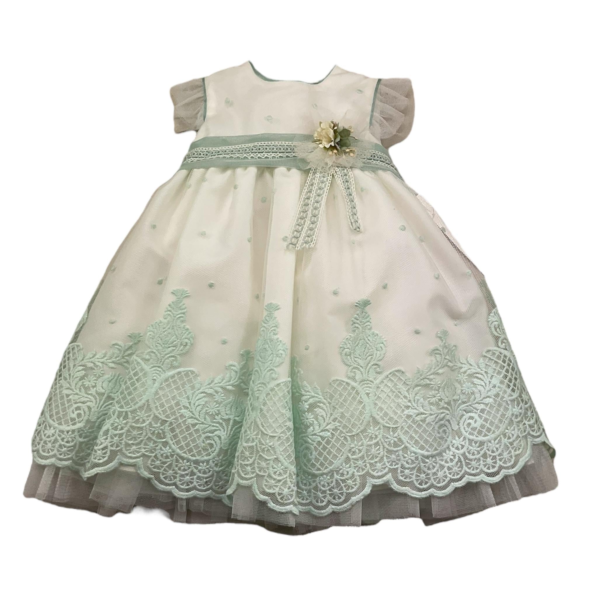 Pontoporponto Abito Ceriminiale Tinta Unita con Tulle per Neonata 6148 BIANCO PONTOPORPONTO 