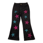 MARC ELLIS jeans tinta unita modello zampa con stampa stelle Nero per Bambina JMJPT00210 NERO MARC ELLIS 