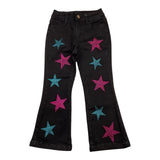 MARC ELLIS jeans tinta unita modello zampa con stampa stelle Nero per Bambina JMJPT00210 NERO MARC ELLIS 