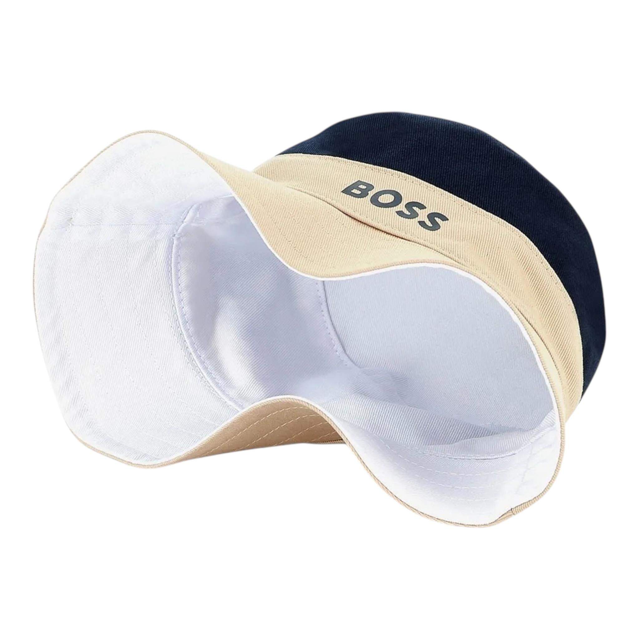 Boss Cappello Modello Pescatore Bicolore con Logo per Neonato J51698 BLU/BEIGE BOSS 