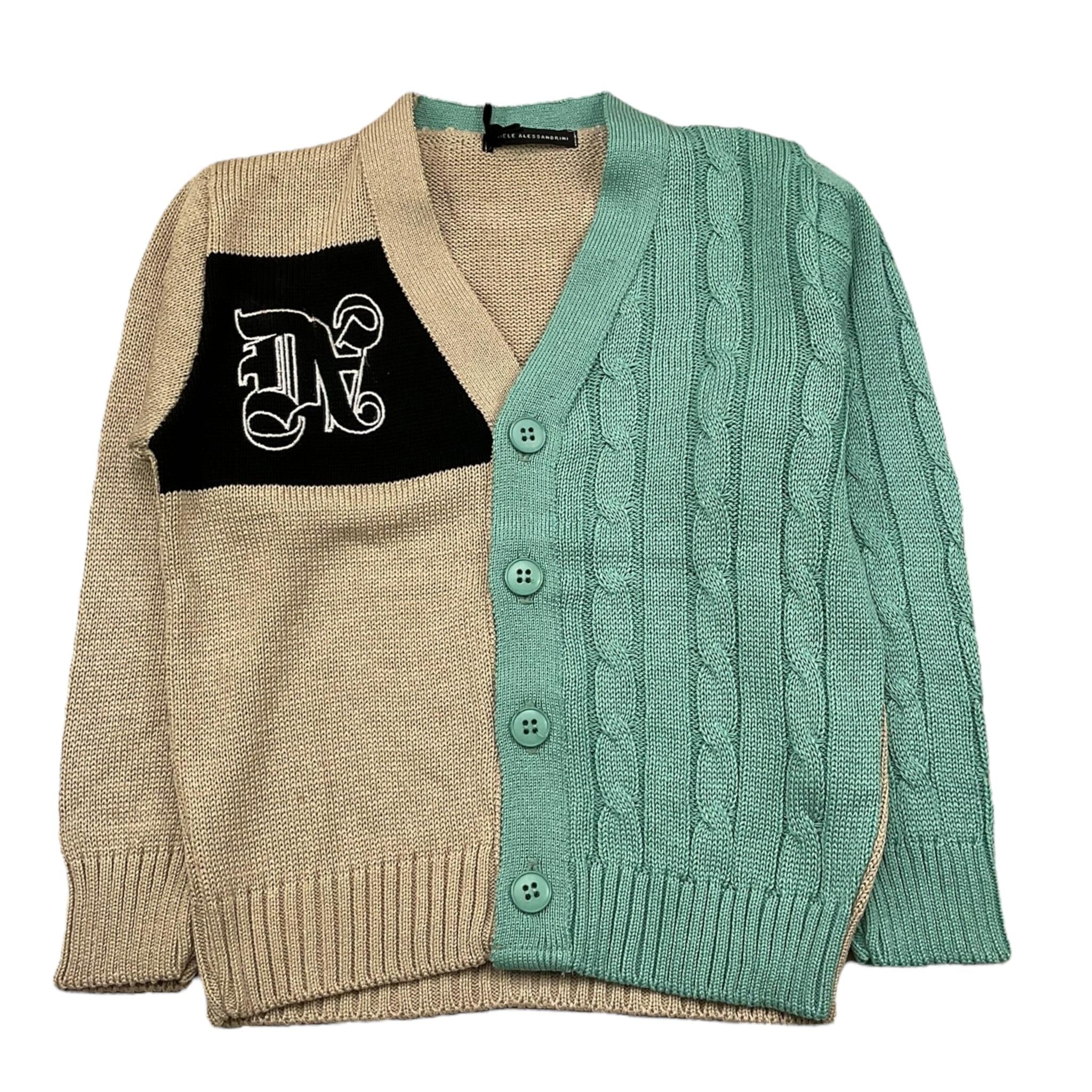 DANIELE ALESSANDRINI cardigan tricolore scollo a v  Beige per Bambino 1231W000833 BEIGE DANIELE ALESSANDRINI 