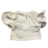 M+E‘ Einfarbiges T-Shirt mit Rundhalsausschnitt und Rüschenärmeln, weiß, für Baby-Mädchen