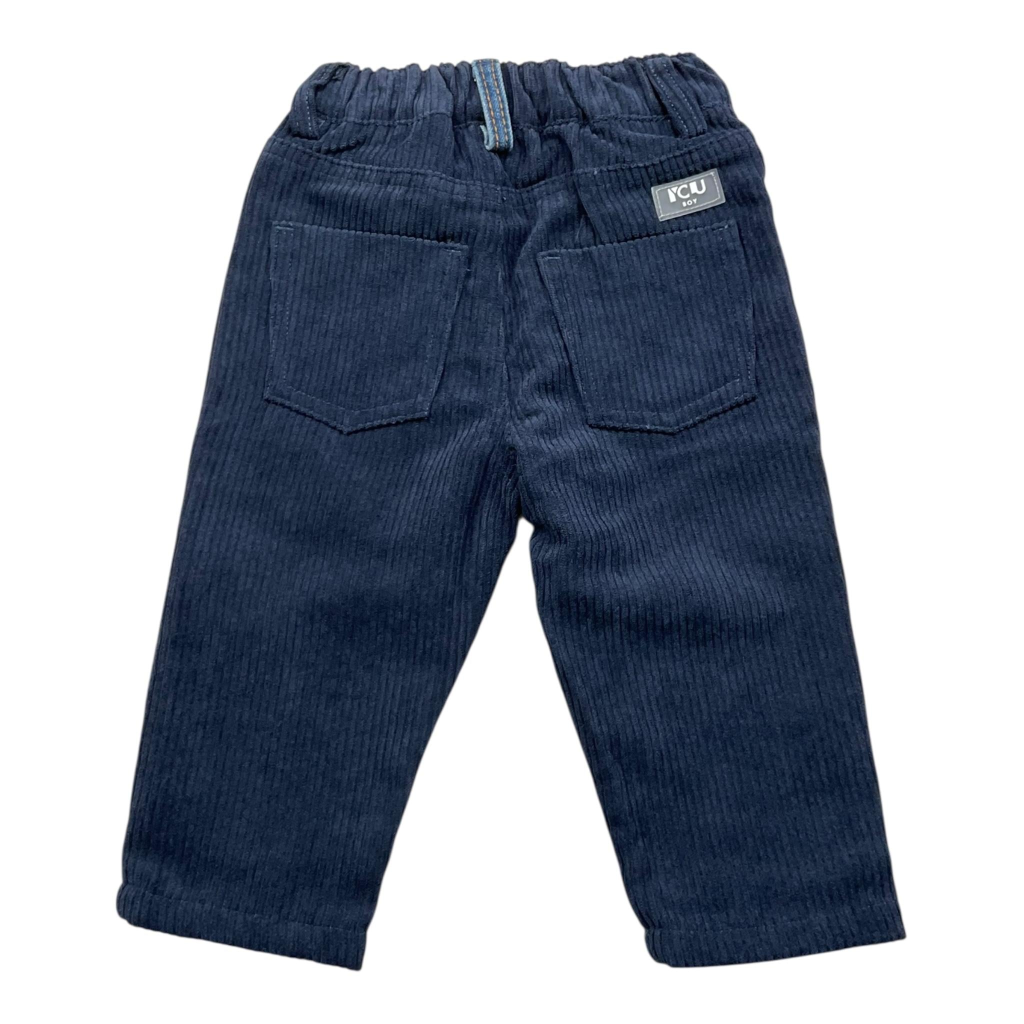 Y-CLU pantalone tinta unita in camoscio con girovita regolabile Blu per Neonato BY10 BLU Y-CLU 