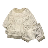 Caffe' D'Orzo Einfarbiges Halbarmkleid mit Elfenbein-Culotte für Baby-Mädchen
