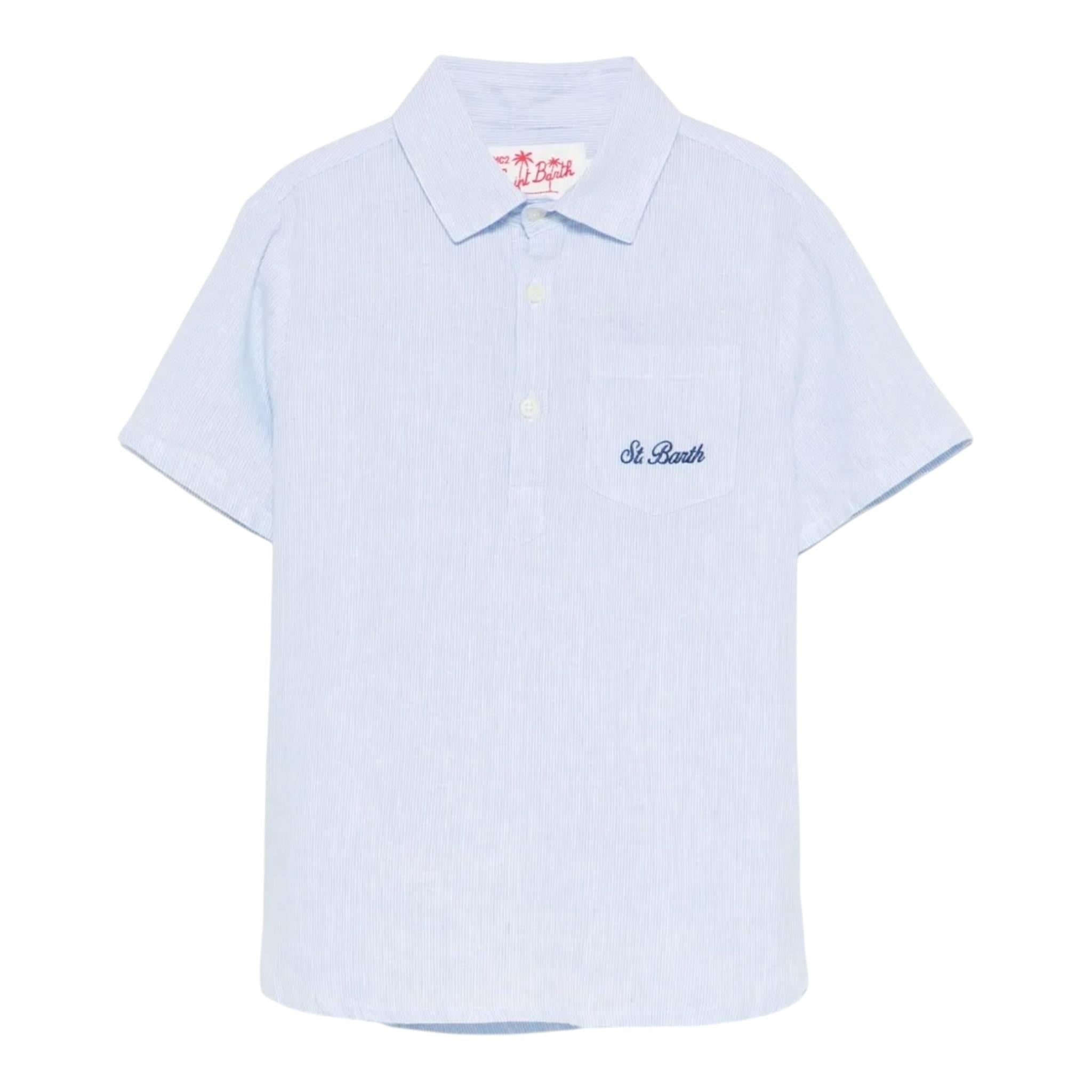 Saint Barth Camicia Mezza Manica Fantasia A Righe per Bambino MDR001 BLU SAINT BARTH 