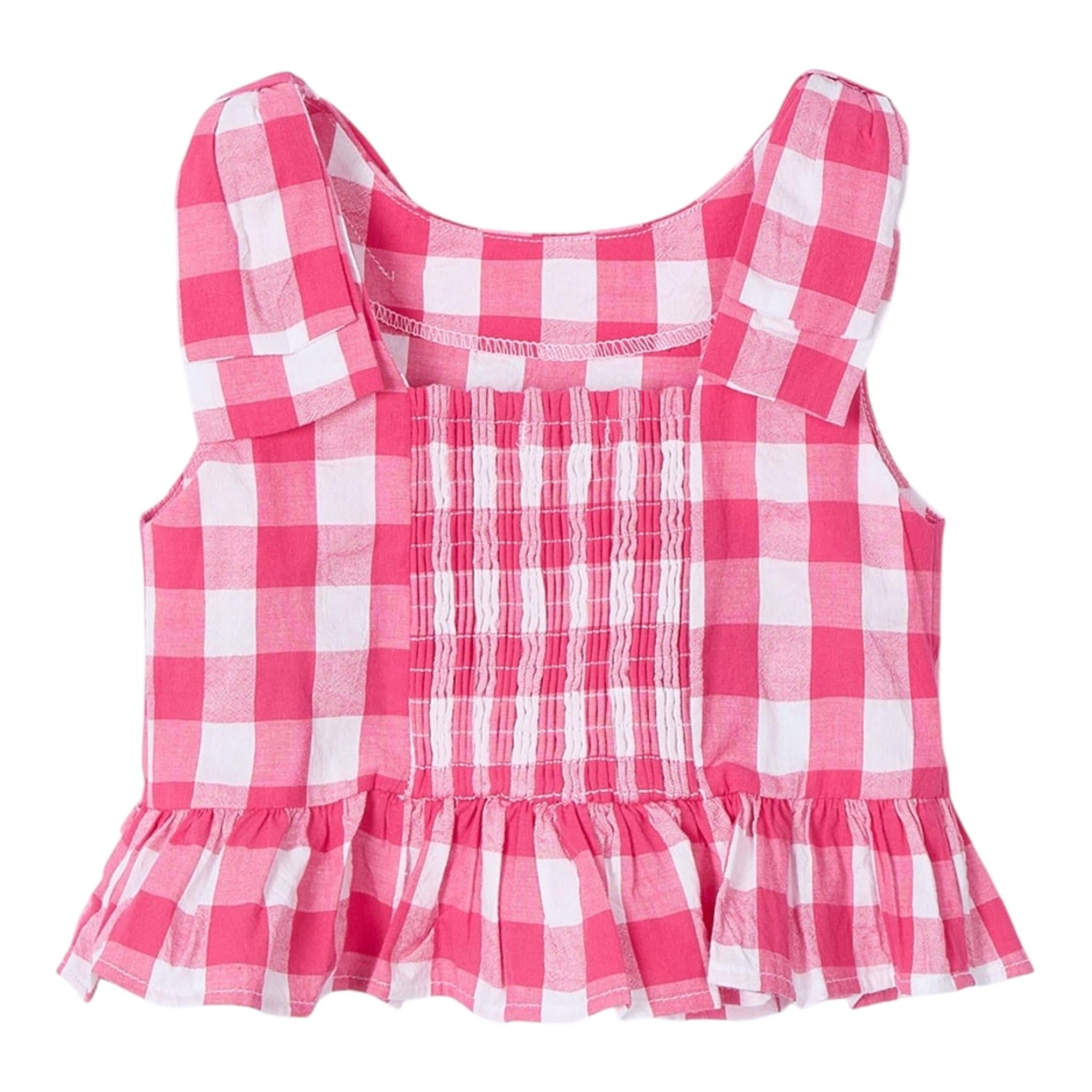 Mayoral Camicia Giromanica Fantasia A Quadri per Bambina 3023J BIANCO/FUXIA MAYORAL 