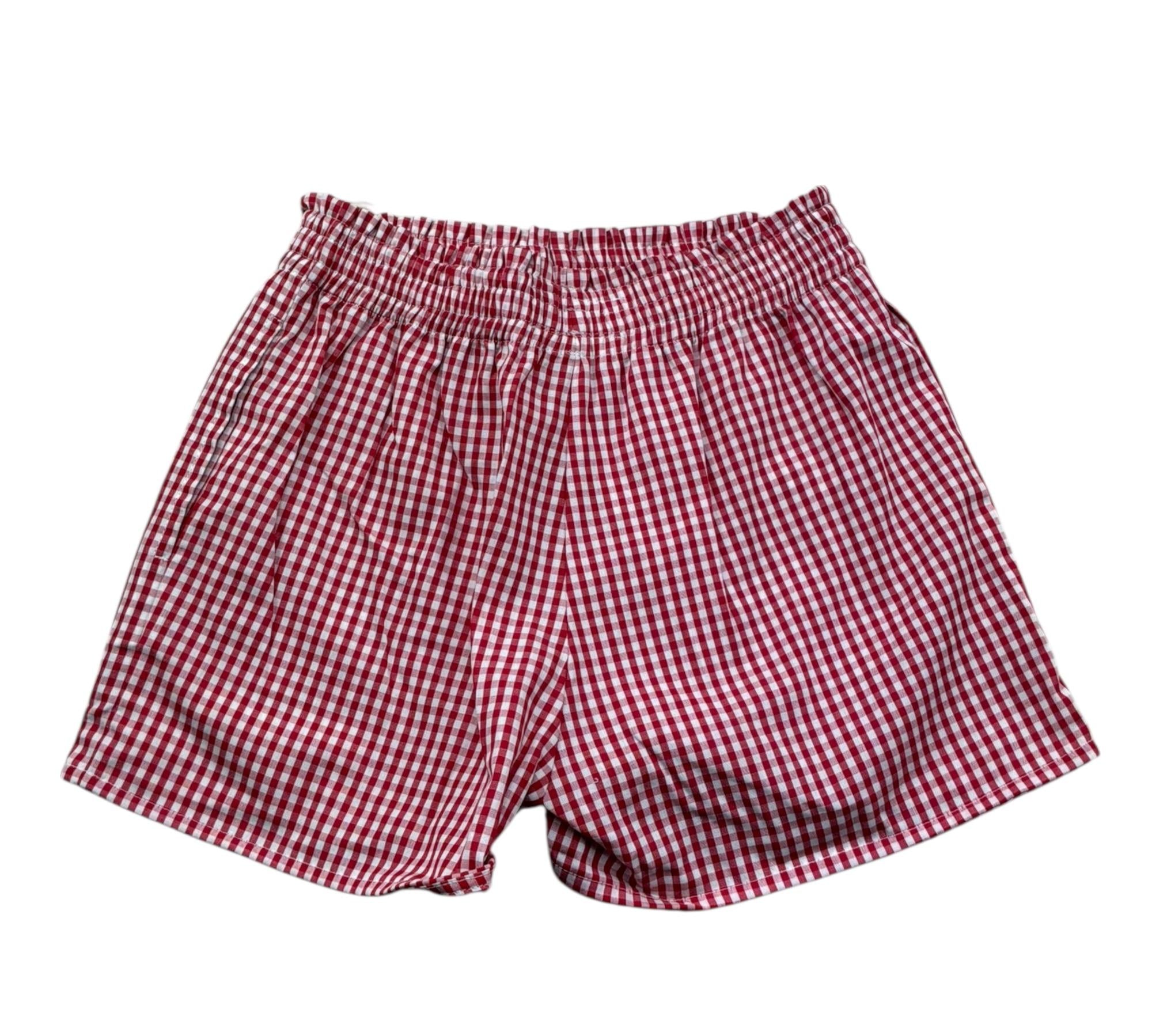 Saint Barth Short Fantasia Quadretti con Elastico In Vita per Bambina MEAVE ROSSO SAINT BARTH 