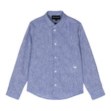 Emporio Armani Camicia Tinta Unita con Manica Lunga E Microfantasia per Bambino 3D4CJDX AZZURRO EMPORIO ARMANI 