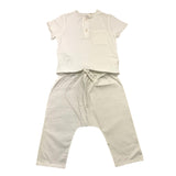 Teddy E Minou 2-teiliges Set T-Shirt-Hose Einfarbig Weiß Für Neugeborene