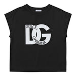 Dolce & Gabbana T-Shirt Girocollo Tinta Unita con Logo per Neonata L5JTIDN NERO DOLCE & GABBANA 