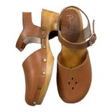 Papanatas Clogs, einfarbig, mit Kontrastsohle und Lederschnalle für Mädchen