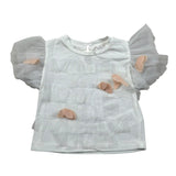 Miss Grant T-Shirt Girocollo Tinta Unita con Applicazioni per Neonata MG1335 BIANCO MISS GRANT 