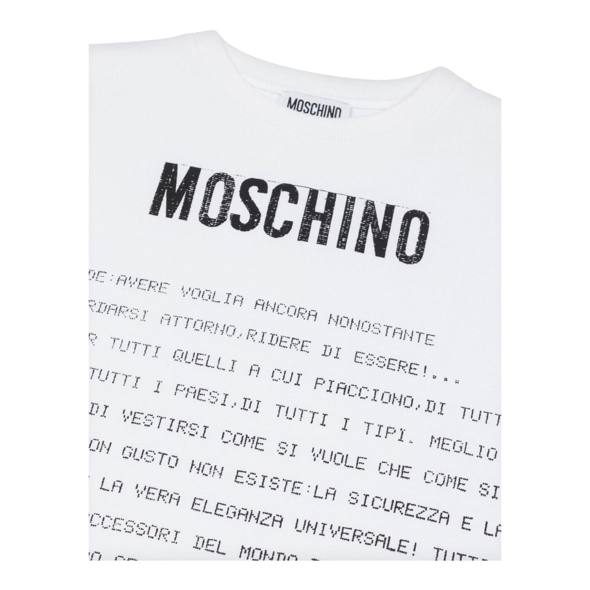 Moschino T-Shirt Girocollo Tinta Unita con Stampa per Bambino HQM050 BIANCO MOSCHINO 