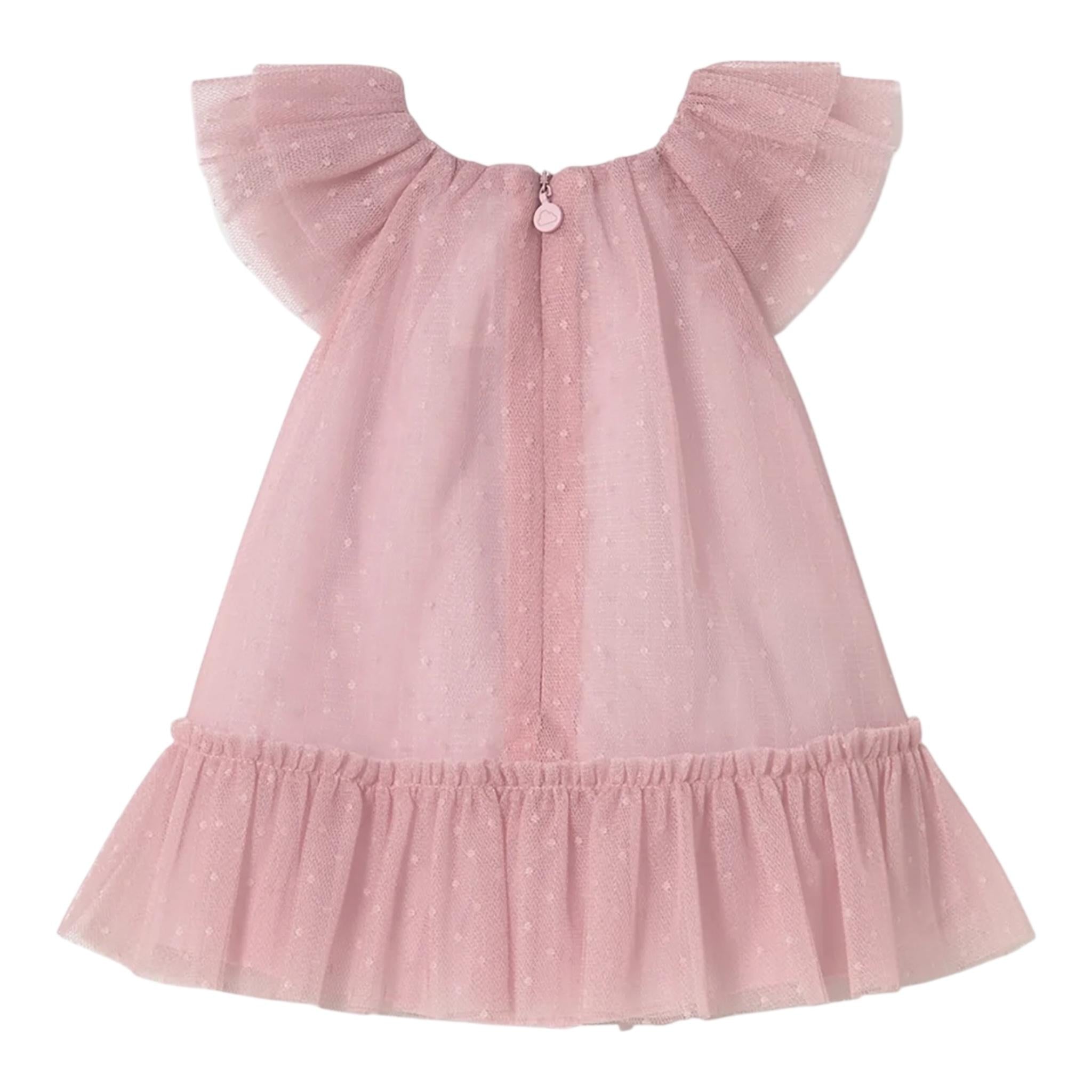 Mayoral Abito Giromanica Tinta Unita con Tulle per Neonata 1850X ROSA MAYORAL 