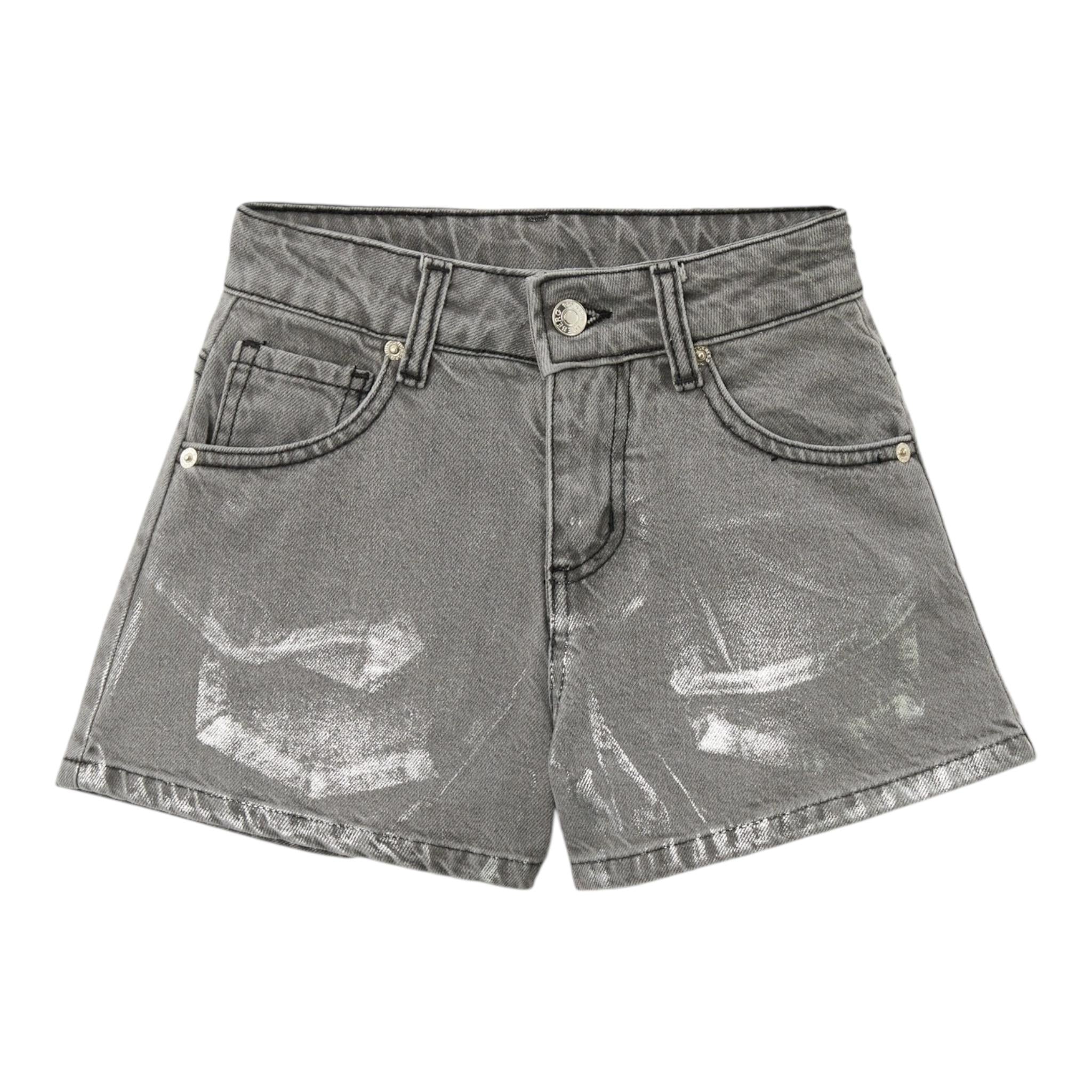 Iceberg Short Tinta Unita In Denim con Girovita Regolabile per Bambina SHICE51599J GRIGIO ICEBERG 