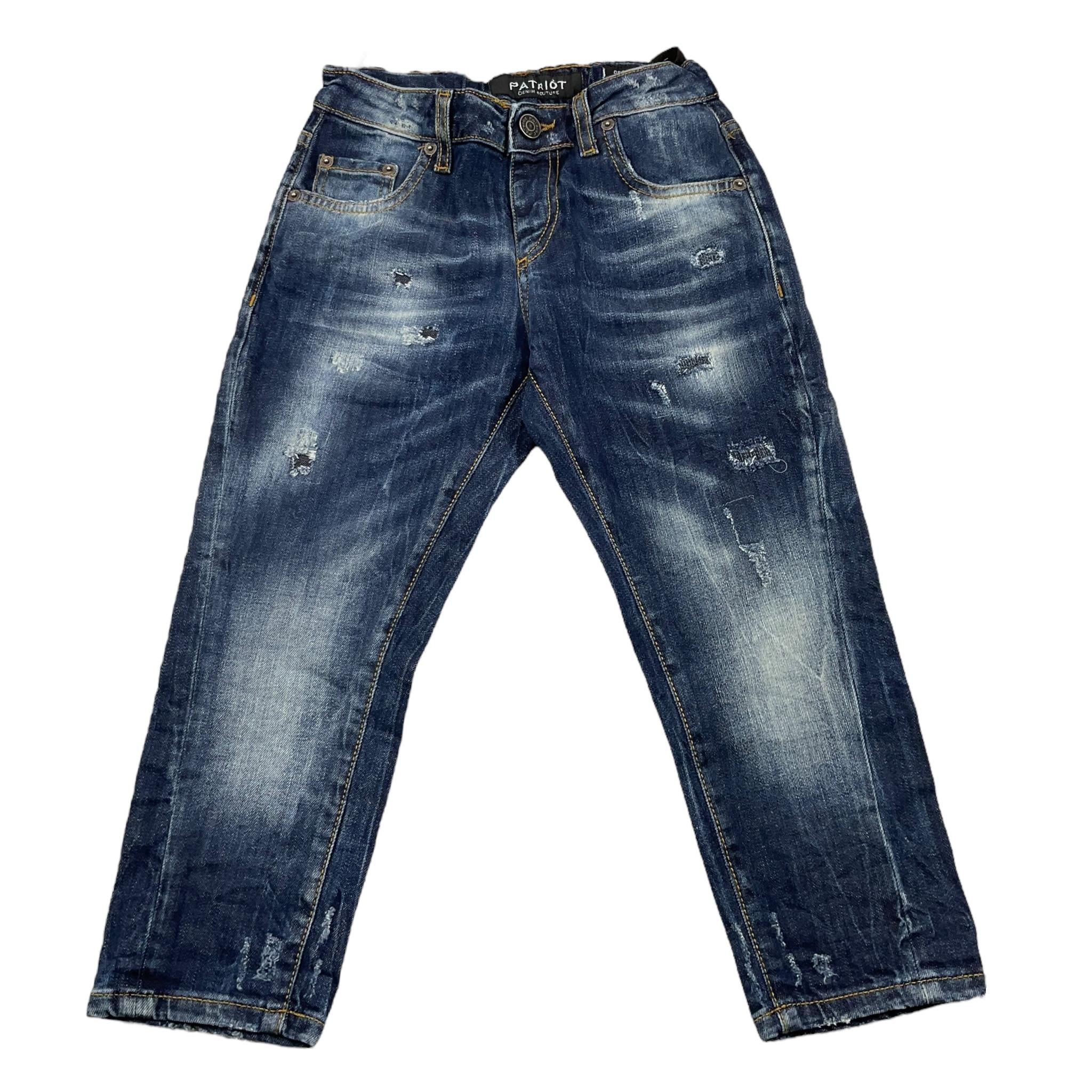 PATRIOT jeans tinta unita con strappi Blu per Bambino PB4F2WPBK01 BLU PATRIOT 
