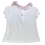 JO Milano Einfarbiges T-Shirt mit Rundhalsausschnitt und weißem Kontrastkragen für Baby-Mädchen