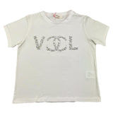 Vicolo Unifarbenes T-Shirt mit cremefarbenen Applikationen für Mädchen