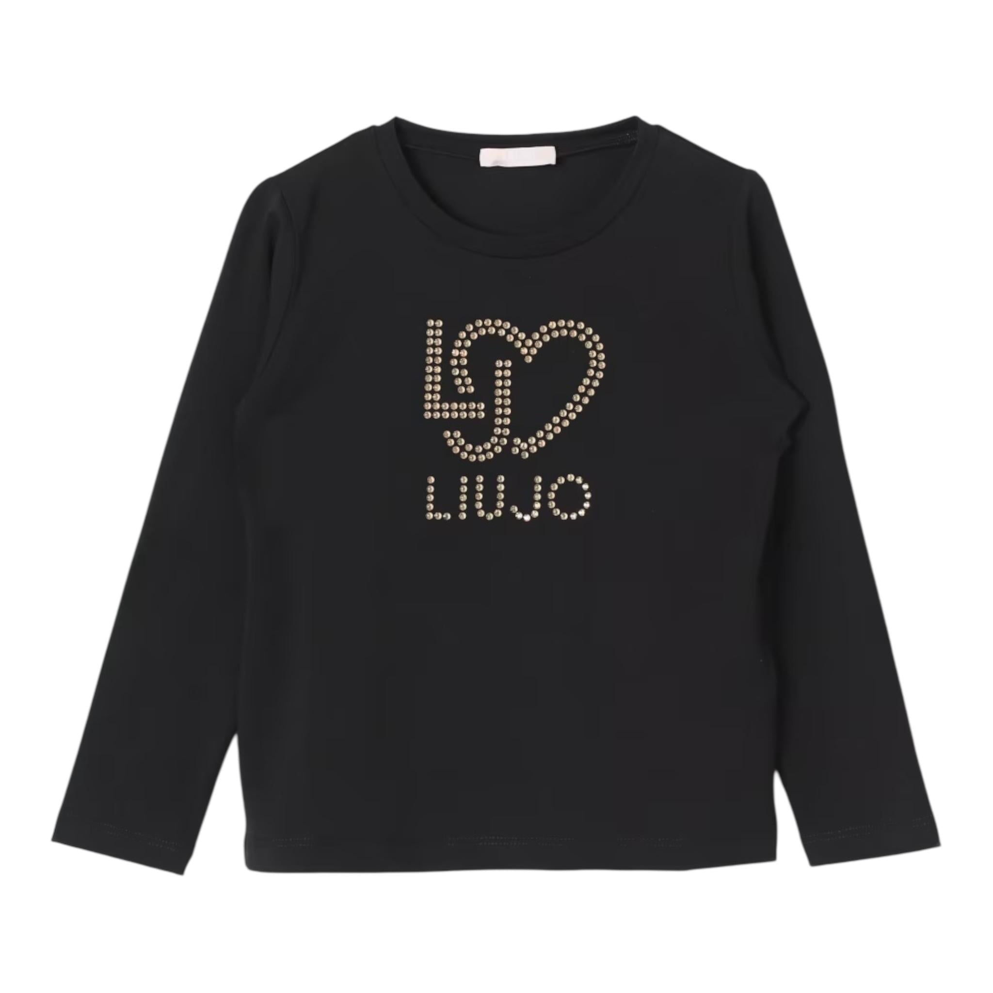 Liu Jo Shirt Tinta Unita Girocollo con Brillantini per Neonata KF4029N NERO LIU JO 