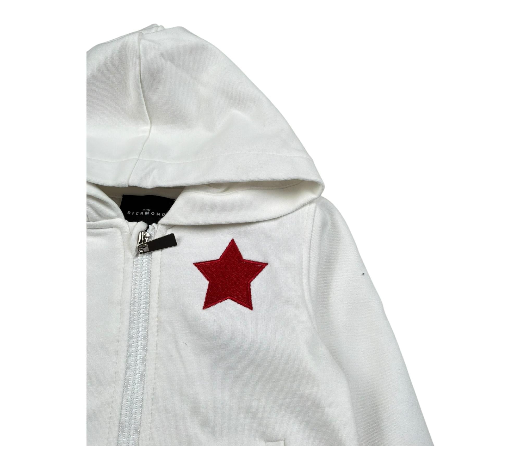 John Richmond Felpa con Zip E Cappuccio Tinta Unita per Neonata RIP26129FE BIANCO JOHN RICHMOND 