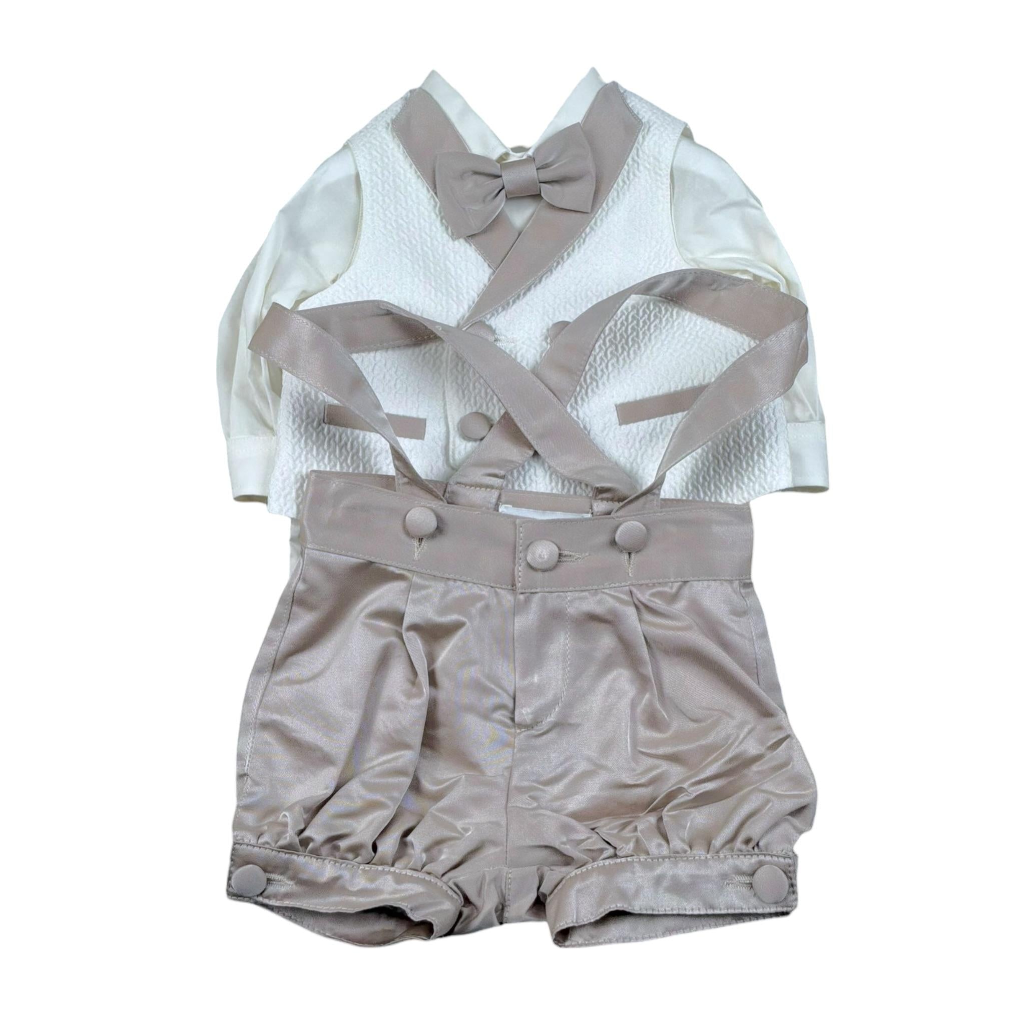 Minu' Completo 4 Pezzi Camicia-Bermuda-Gilet-Papillion per Neonato M4063Z4 BIANCO MINU' 