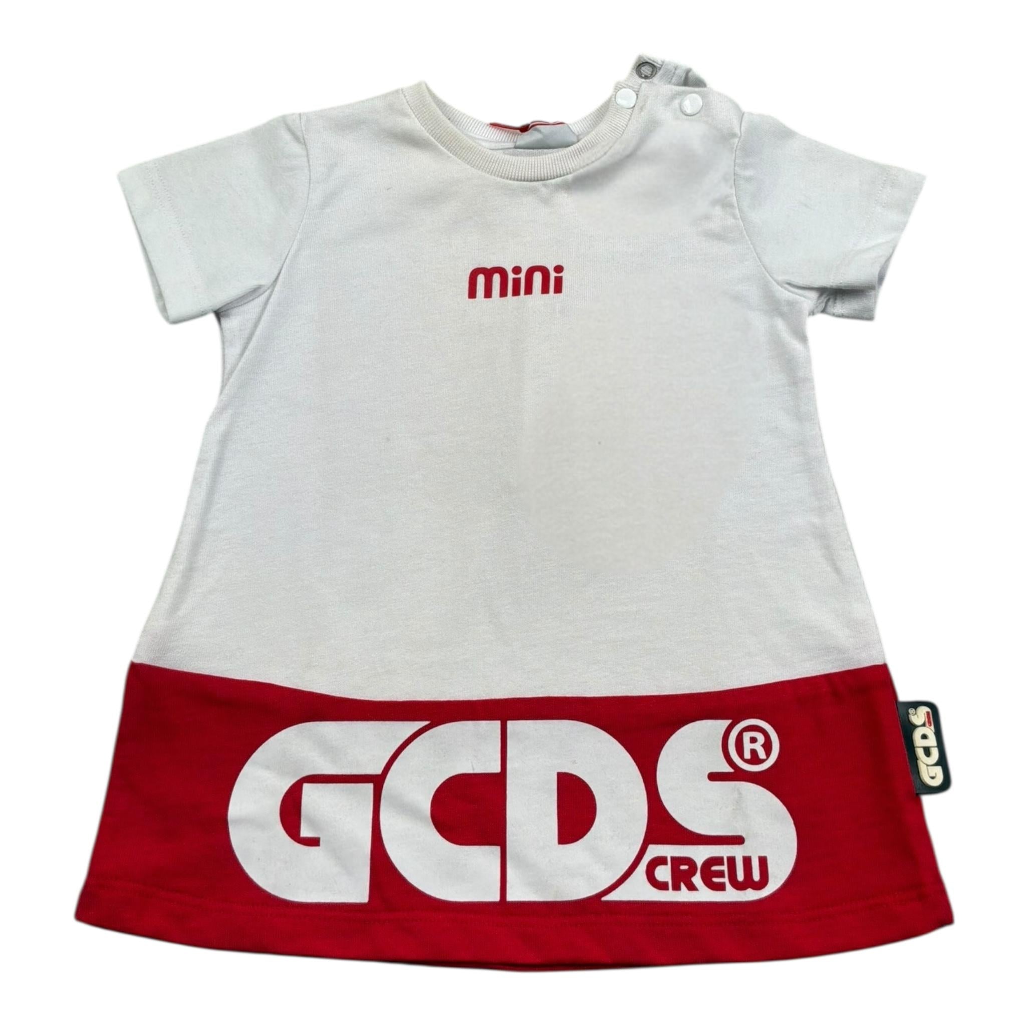Gcds Abito Mezza Manica Tinta Unita con Logo per Neonata 027947 BIANCO GCDS 