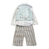 Damper Dan 4-teiliges Set Weste-Shirt-Hose-Fliege Blau für Neugeborene