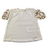 Le Bebe' Einfarbiges T-Shirt mit Rundhalsausschnitt und kontrastierenden Ärmeln, Weiß, für Baby-Mädchen