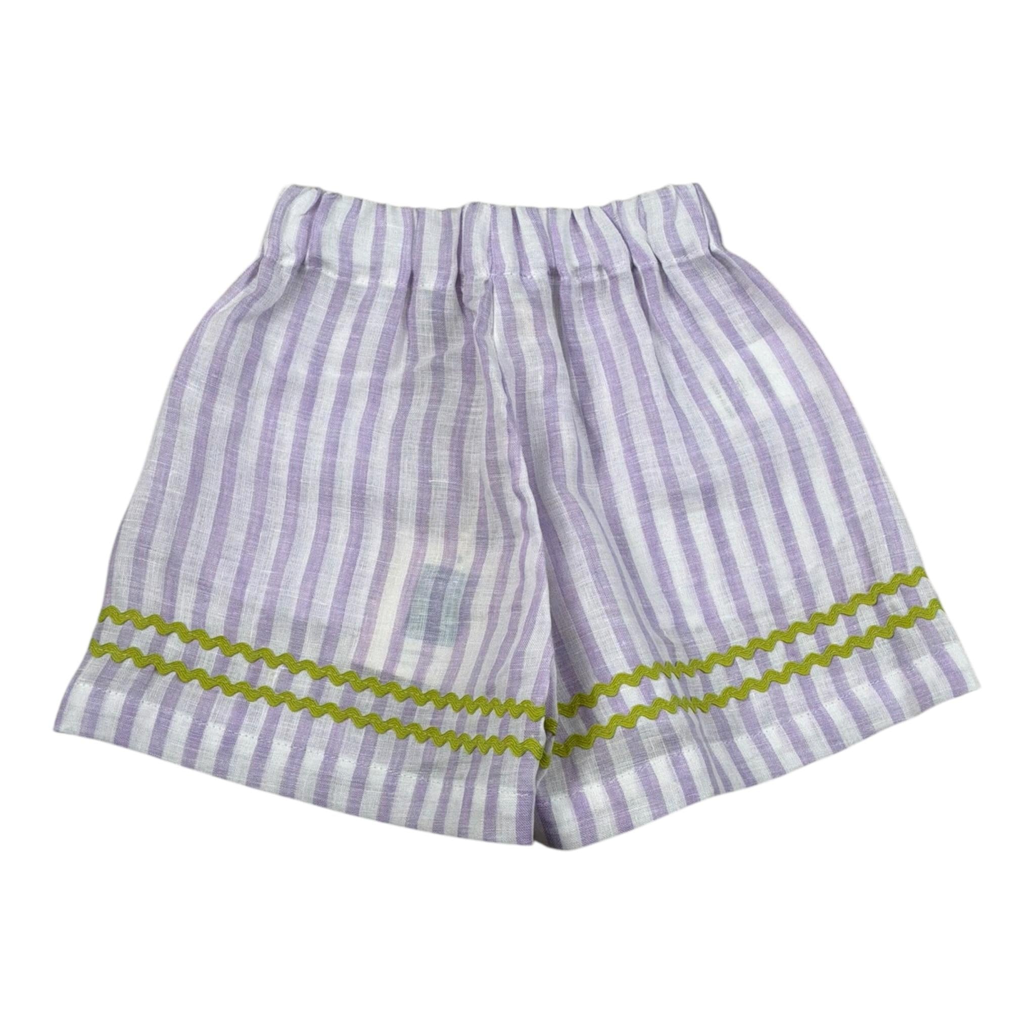 Ilfarobimbi Short Bicolore con Fantasia A Righe per Neonata IFB50374X BIANCO/LILLA ILFAROBIMBI 