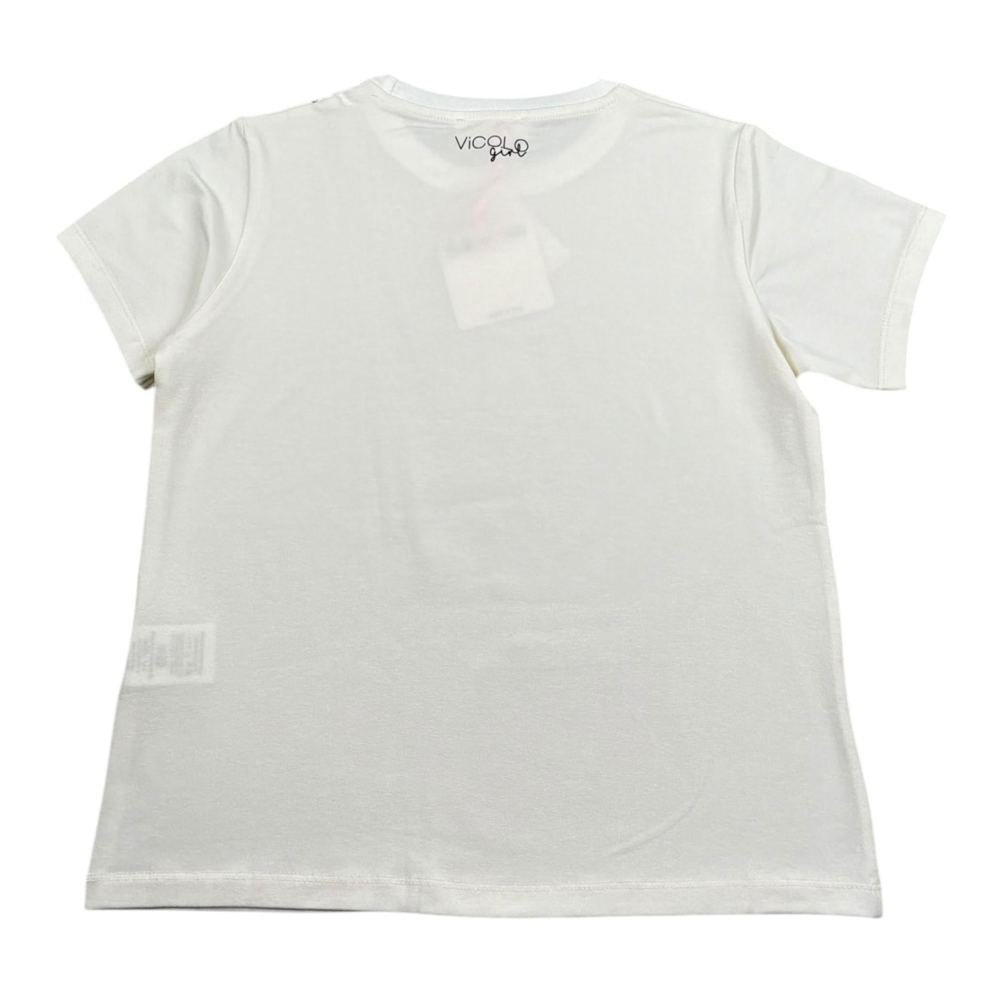 Vicolo T-Shirt Girocollo Tinta Unita con Stampa per Bambina 3146MZ00225 PANNA VICOLO 