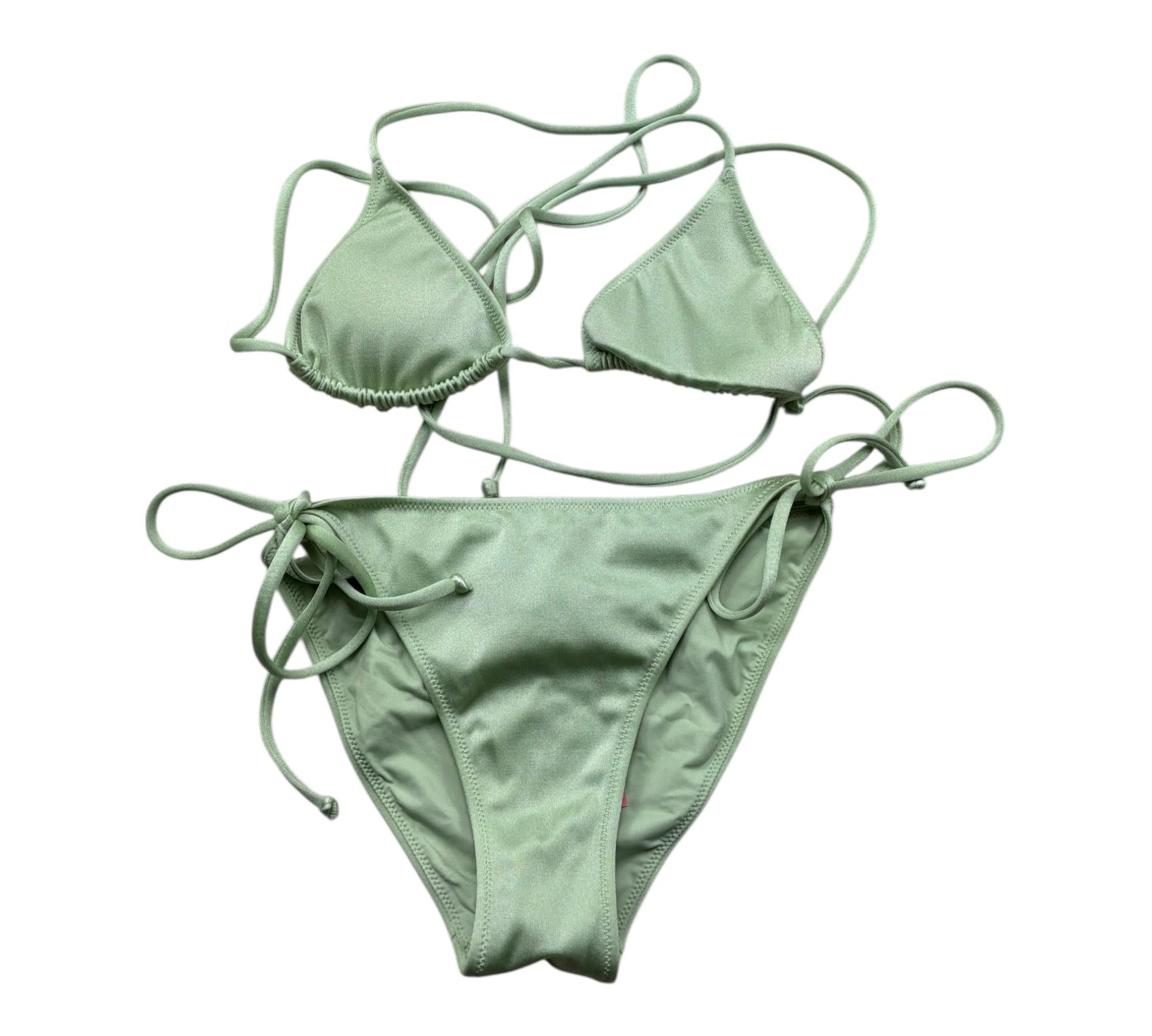 Saint Barth Costume 2 Pezzi Triangolo-Mutandina Tinta Unita per Bambina LEAH VERDE SAINT BARTH 