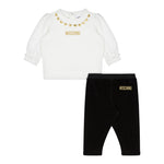 MOSCHINO completo 2 pezzi felpa-leggins in velluto Bianco/nero per Neonata MDK02XX BIANCO/NERO MOSCHINO 