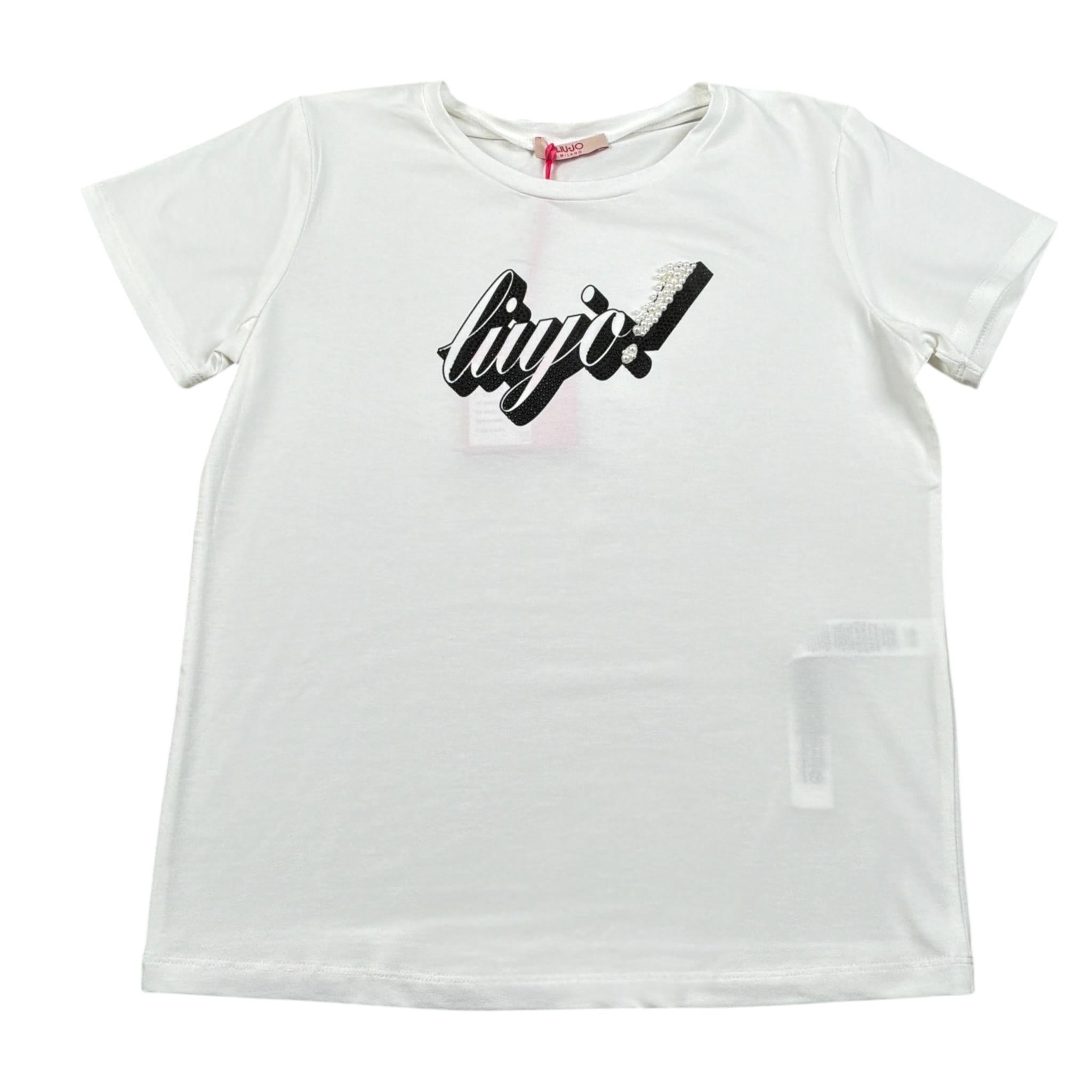 Liu Jo T-Shirt Girocollo tinta unita con Brillantini Bianco per Bambina GA50188 BIANCO LIU JO 