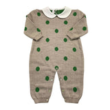 BABY LORD tutina tinta unita con pois in contrasto Fango per Neonata 332 FANGO BABY LORD 