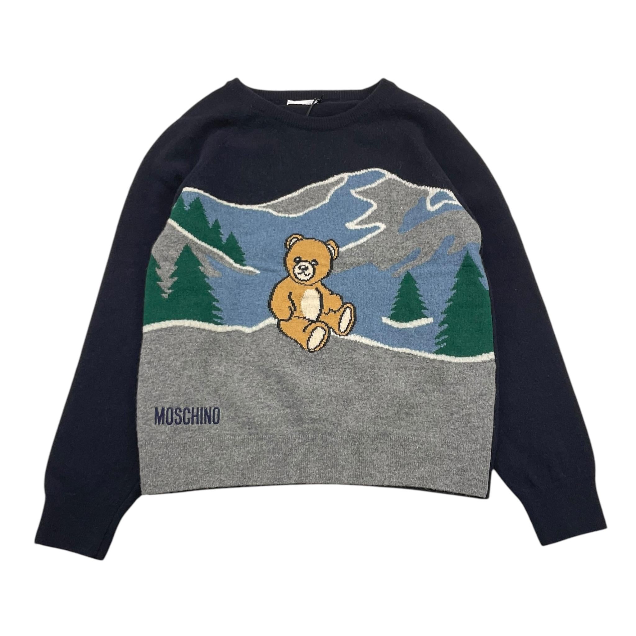MOSCHINO maglia girocollo tinta unita con stampa Blu per Bambino HMW015 BLU MOSCHINO 